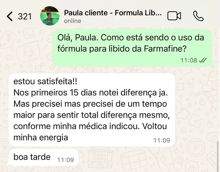 Print WhatsApp cliente Fórmula para Libido Feminina em Gotas
