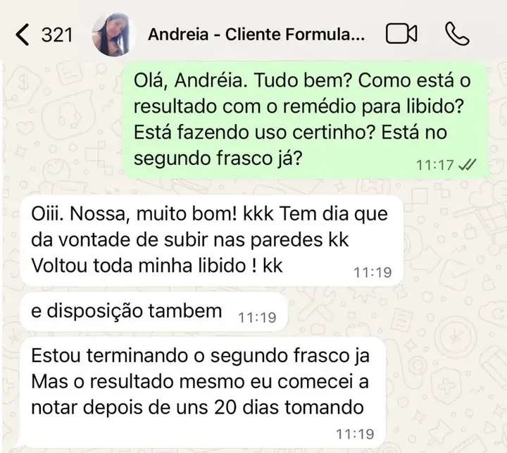 Print WhatsApp cliente Fórmula para Libido Feminina em Gotas