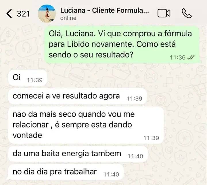 Print WhatsApp cliente Fórmula para Libido Feminina em Gotas