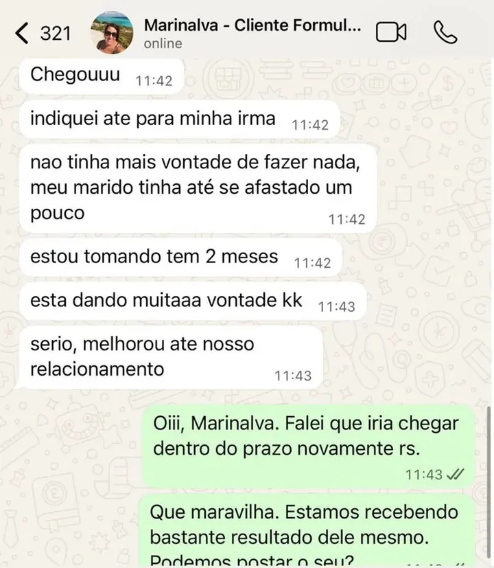 Print WhatsApp cliente Fórmula para Libido Feminina em Gotas